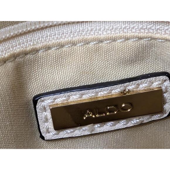 Aldo Cream & Gold Glitter Sparkly Handbag Purse With Lock And Key - Picture 4 of 12